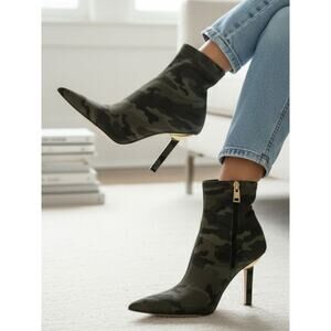 Good American Camouflage Pointed Toe Stiletto Neoprene Zipper Ankle Boot 6.5 NEW